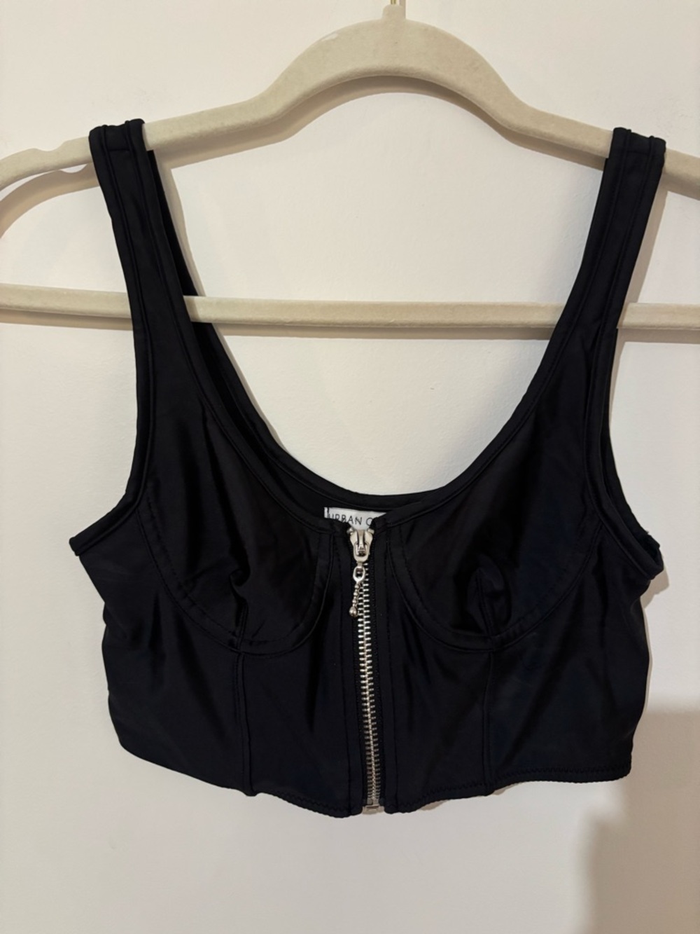 Urban Outfitters Black Front-Zip Cropped Tank